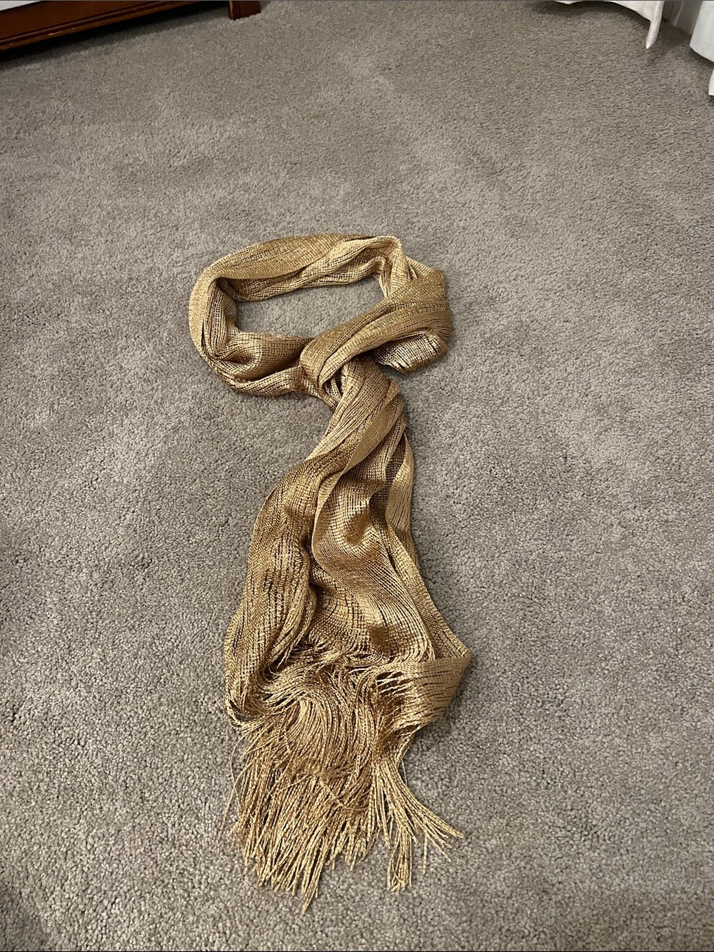 Gold Metallic Fringe Scarf - Women Accessories